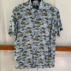 Daniel Cremieux Blue Tropical Print Men's Shirt
